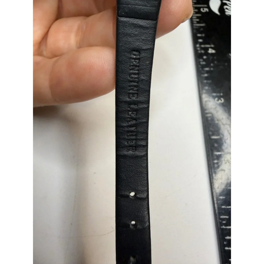 Diamond Accent Mother of Pearl Dial Watch Black Leather Strap F325417-1/LS